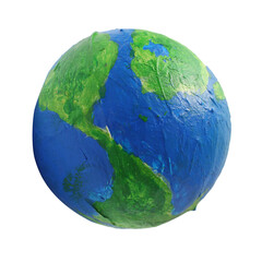Painted planet earth globe, cut out isolated