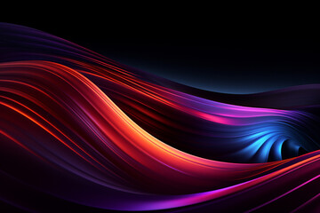 Naklejka premium Dark abstract neon wave background created with Generative AI