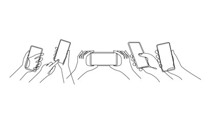 Hand holding phone continues illustration design template