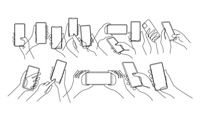 Hand holding phone continues illustration design template