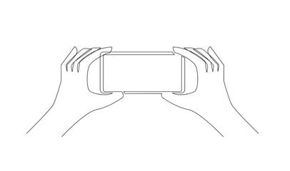 Hand holding phone continues illustration design template