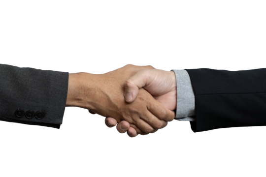 Shaking hands with businessman isolated on white background. Business partners to trust business partners. Relationships to achieve future commercial.