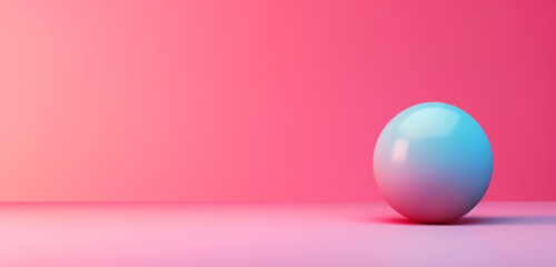 A shiny glass sphere on a plain gradient pastel background.