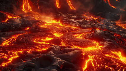 Fototapeta premium Fiery Serenade: An Ultra-Realistic Lava Landscape