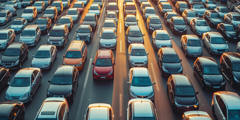 Fototapeta premium Traffic jam on a busy city highway