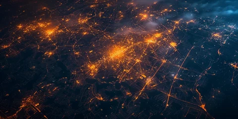 Keuken foto achterwand Verenigde Staten night city lights from space