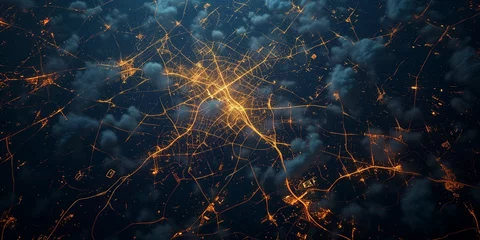 Deurstickers Verenigde Staten night city lights from space
