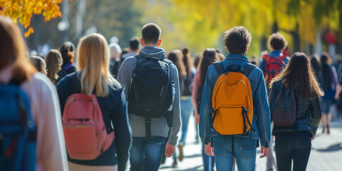 Students walking to class in a university