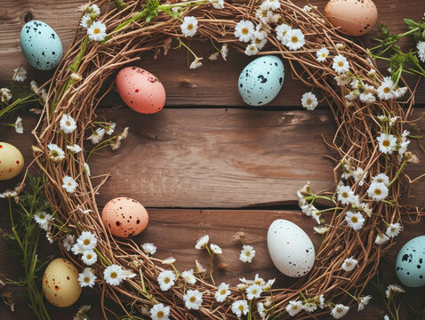 Easter materials frame colorful background image.