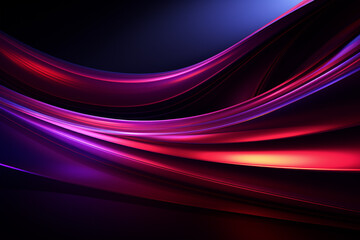 Naklejka premium Dark abstract neon wave background created with Generative AI