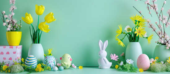 Easter Background Mockup with large empty space in the center