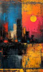 Abstract grunge urban background with a lot of colors and textures.