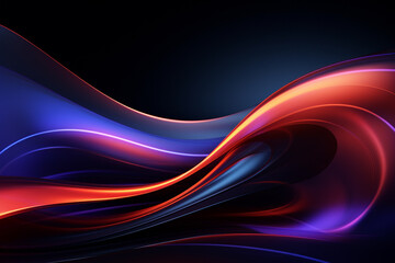 Naklejka premium Dark abstract neon wave background created with Generative AI
