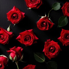 Red Roses on a black background