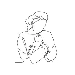 One continuous line drawing of someone is playing with their pet by hugging and carrying it as vector illustration. Playing with pets activity illustration in simple linear style vector concept.