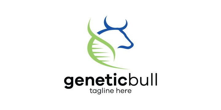 logo design combining the shape of a bull with a genetic symbol.