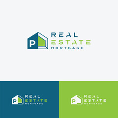P Letter Logo. house shape with negative letter H, Real Estate Architecture Construction Icon Design.
