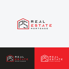 Letter PS house roof shape logo, creative real estate monogram logo style