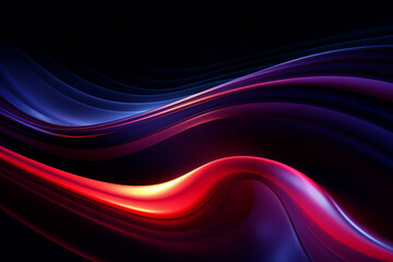 Dark abstract neon wave background created with Generative AI