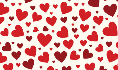 seamless pattern with red hearts for valentines day , wedding party , decorations on white background  