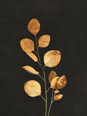 Aesthetic gold botanical illustration, perfect for wall art, printing design