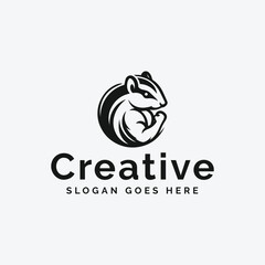 Monochrome Chipmunk Logo Design for a Creative Brand