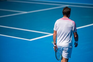 Professional athlete playing tennis on a sports court in europe and australia