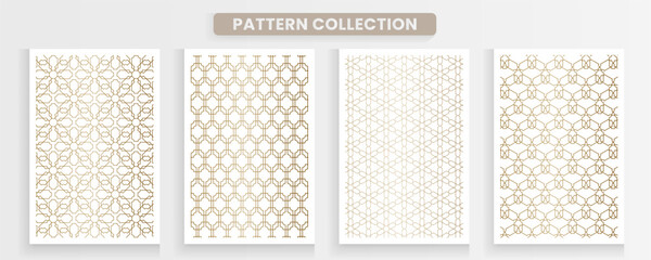 Collection of arabic geometric patterns. Luxurious gold color