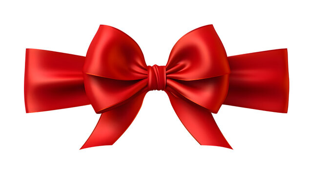 Red bow isolated on transparent background 