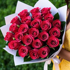 A romantic bouquet of roses for a lady