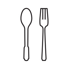 spoon fork icon. editable icon vectors on white background. Tableware, High quality design element. Editable linear style stroke. Vector icon.