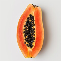 slice of papaya isolated on white background