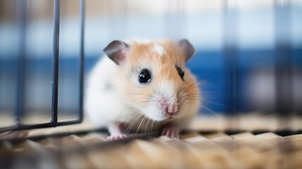 Sad hamster in a veterinary clinic.
