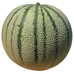 Whole green melon isolated on white background