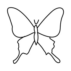 Butterfly continuous one line drawing element isolated on white background and single line art outline vector illustration



