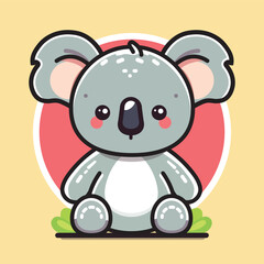 Cute Koala Vector illustration. Valentine's day card. Adorable Australian Animal Cartoon Vector Illustration