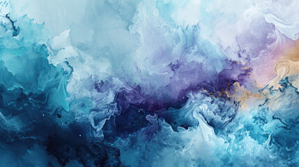 Fototapeta na wymiar Abstract watercolor background combines cool blue, purple and silver colors