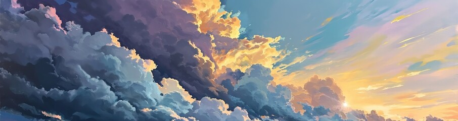 Sunset Glow Cloudscape Wallpaper and Design, Generative AI - obrazy, fototapety, plakaty