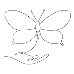 Butterfly continuous one line drawing element isolated on white background and single line art outline vector illustration



