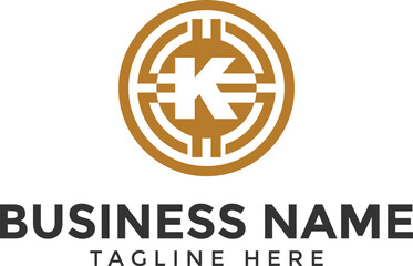 Letter K blockchain and crypto logo, blockchain logo, crypto logo, digital currency logo icon and symbol for cryptocurrency website and business, techfinance logo