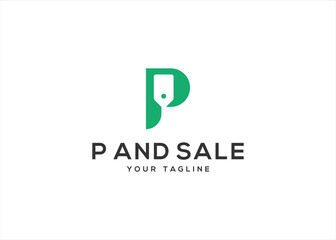 P letter with Sale Tag logo design vector illustration