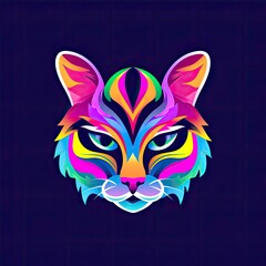 Cat Animal Logo Illustration Multicolor Figure Generative AI
