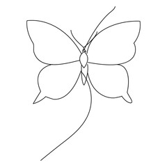 Butterfly continuous one line drawing element isolated on white background and single line art outline vector illustration



