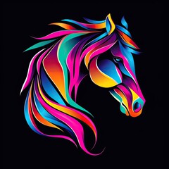 Horse Animal Logo Illustration Colorful Art Generative AI