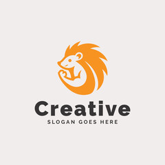 Creative Slogan Logo Featuring an Orange Hedgehog Illustration on a Neutral Background