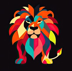 Lion Animal Logo Design Multicolor Figure Generative AI