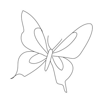 Butterfly continuous one line drawing element isolated on white background and single line art outline vector illustration



