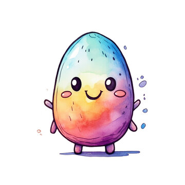 A cute easter egg in handdrawn style on transparent background.