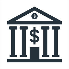 simple vector icon of a bank building with dollar