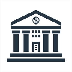 simple vector icon of a bank building with dollar